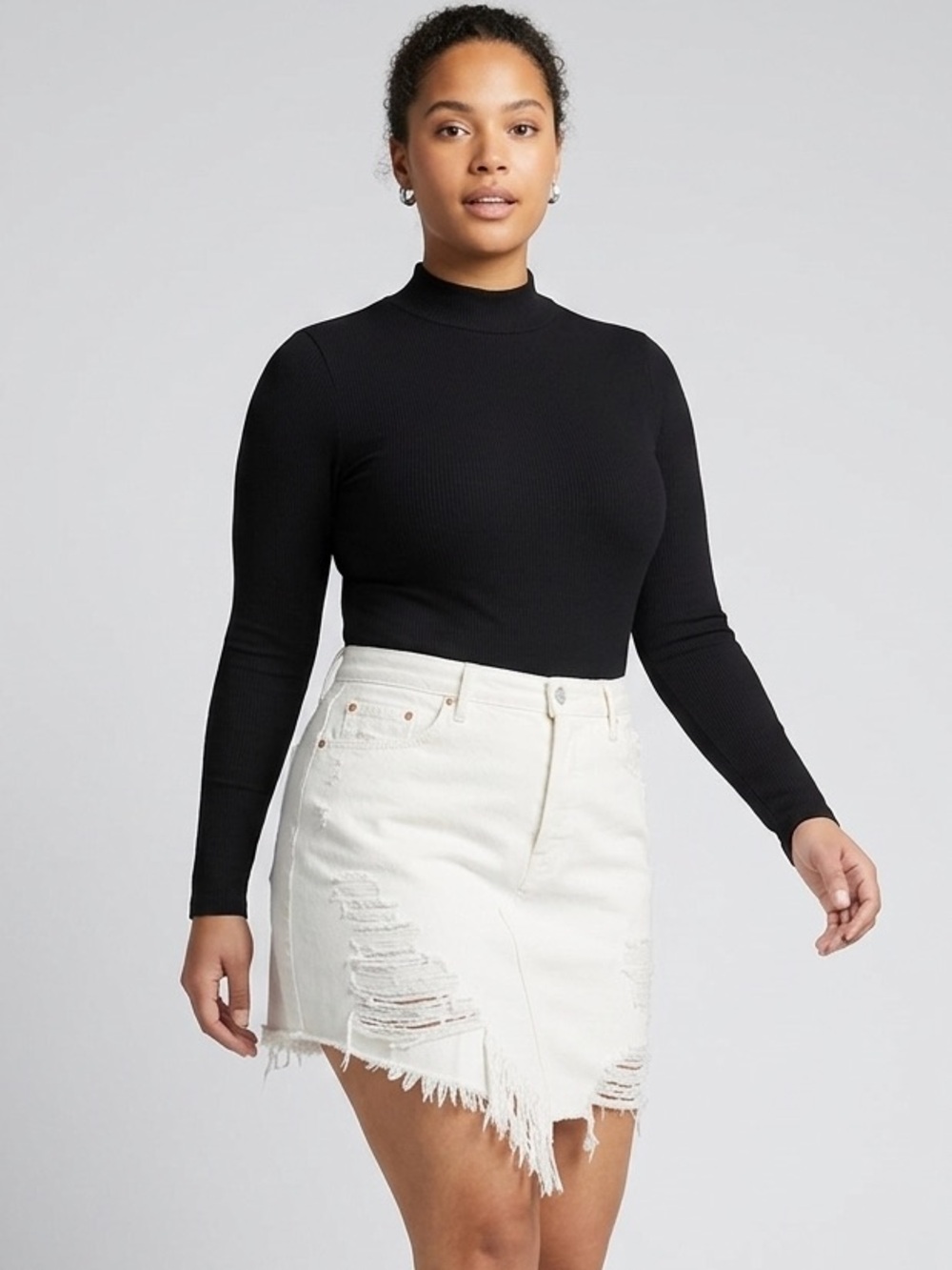GRLFRND Rhoda White Distressed Denim Mini Skirt NWT Size 29